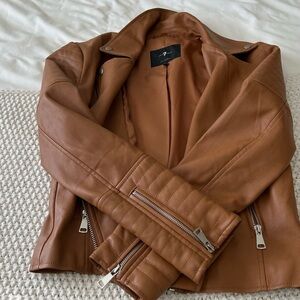 Tan Faux Leather Free People Jacket